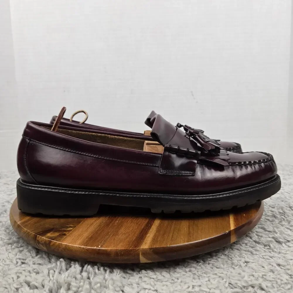 G.H. Bass & Co Weejuns Mens 13D Layton Burgundy Leather Kiltie Tassel Lug Loafer